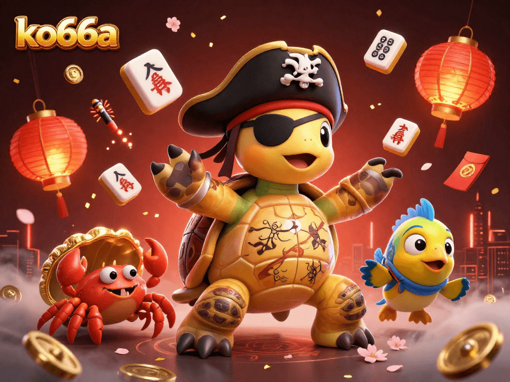 Experience the thrill of online gambling with ko66a in this vibrant 3D casino scene featuring unique characters.