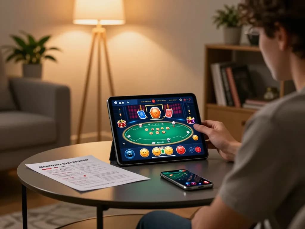 Engaging betting experience on ww88ju.com with poker gameplay displayed on a tablet in a cozy home setting.