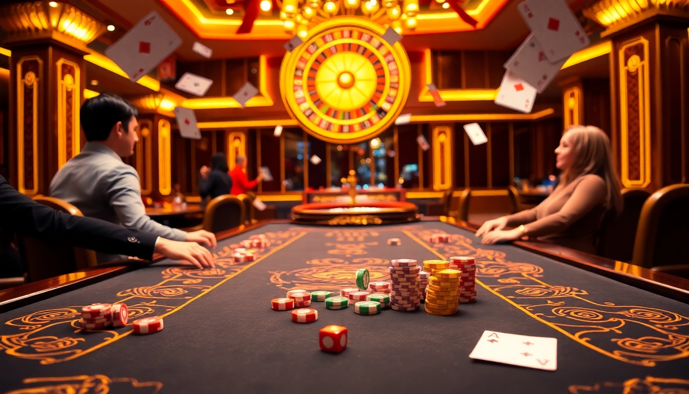 Tài xỉu sunwin betting at an elegant casino table with chips and dice.