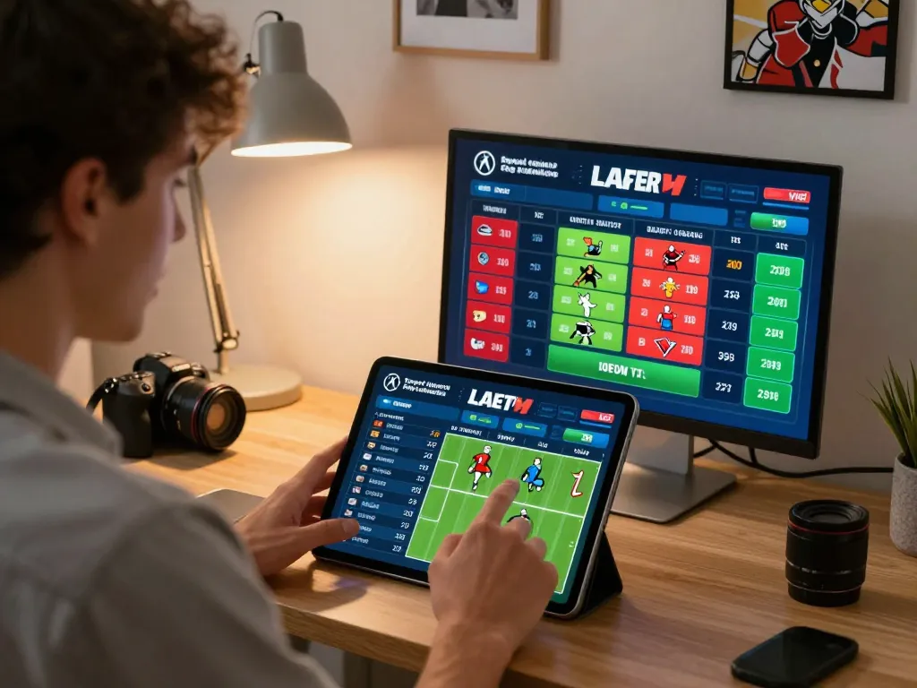 88CLUB sports betting action on a tablet in a cozy home office setting