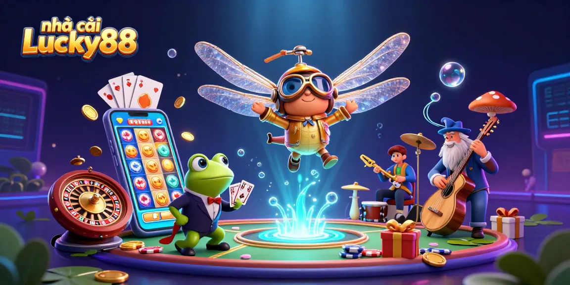 Play exciting games with nhà cái Lucky88 at a vibrant lily pad casino with fun and entertaining elements.