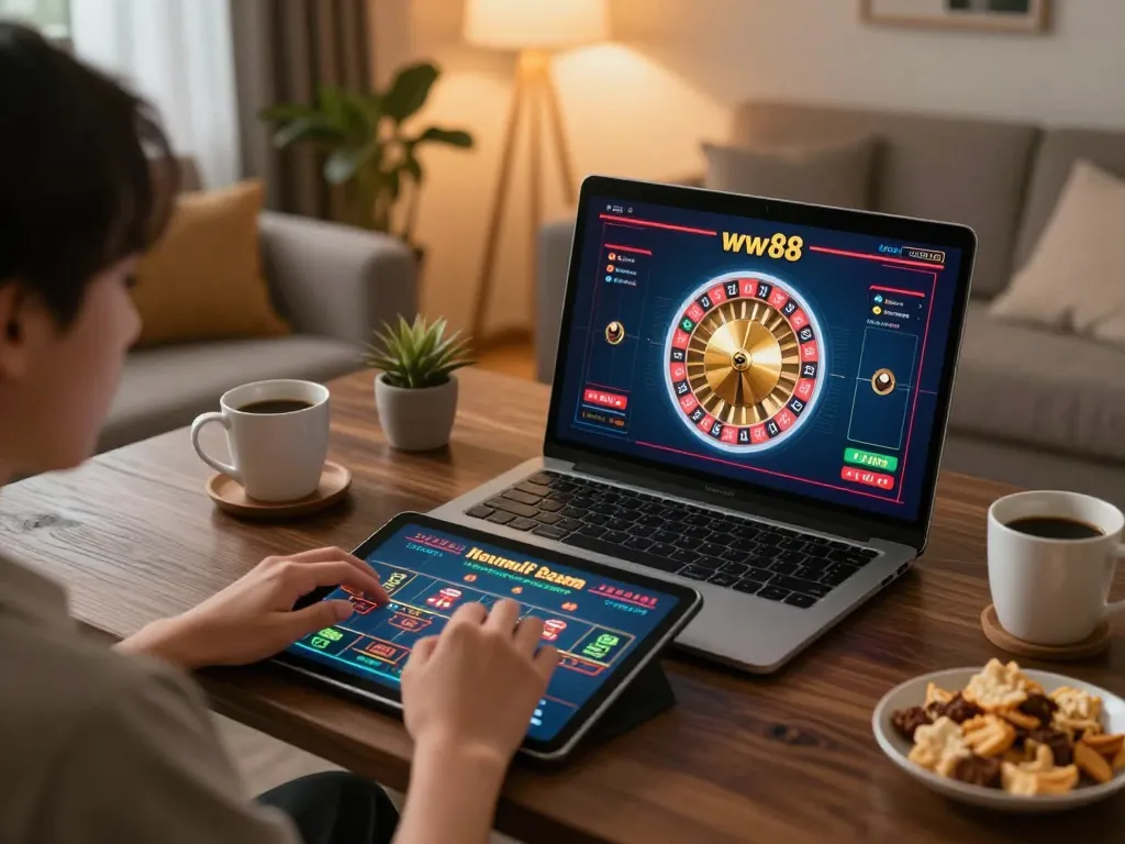 Engaging online gambling on the ww88 platform with a player focused on a roulette game.