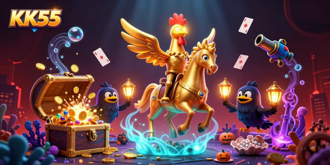 Experience the vibrant casino scene with KK55, featuring unique characters and energetic gameplay elements.