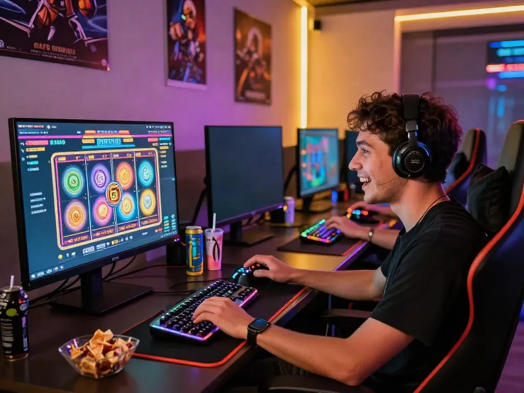Dynamic online gaming experience with da88 casino slot game interface and gaming setup.