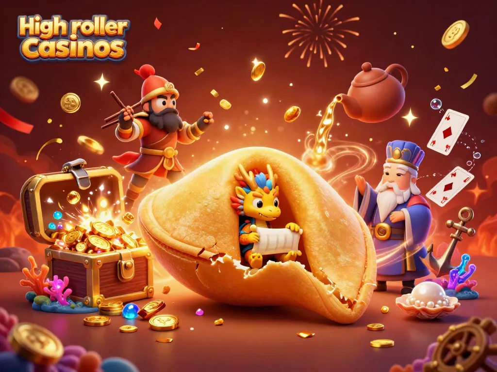 Experience high roller casinos with a vivid scene of fortune, gold, and excitement featuring dynamic casino elements.