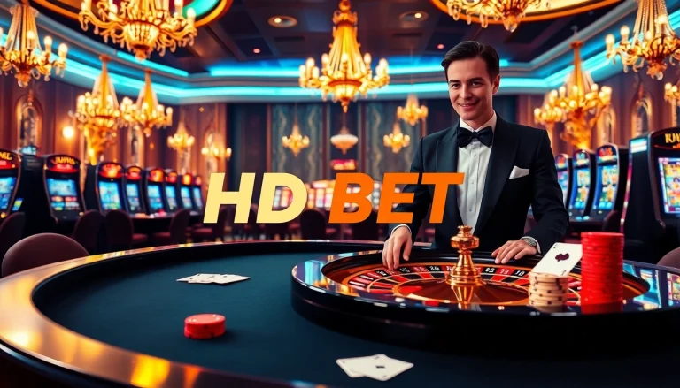 Experience HD BET excitement at a luxury casino featuring roulette and poker, enhancing the thrill.