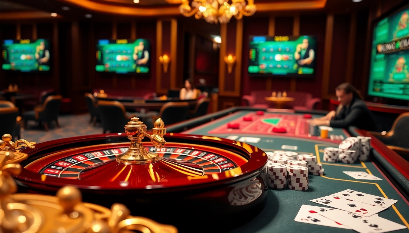 Experience high-stakes gaming at https://king88hz.vip/ with a luxurious casino atmosphere showcasing roulette and poker action.