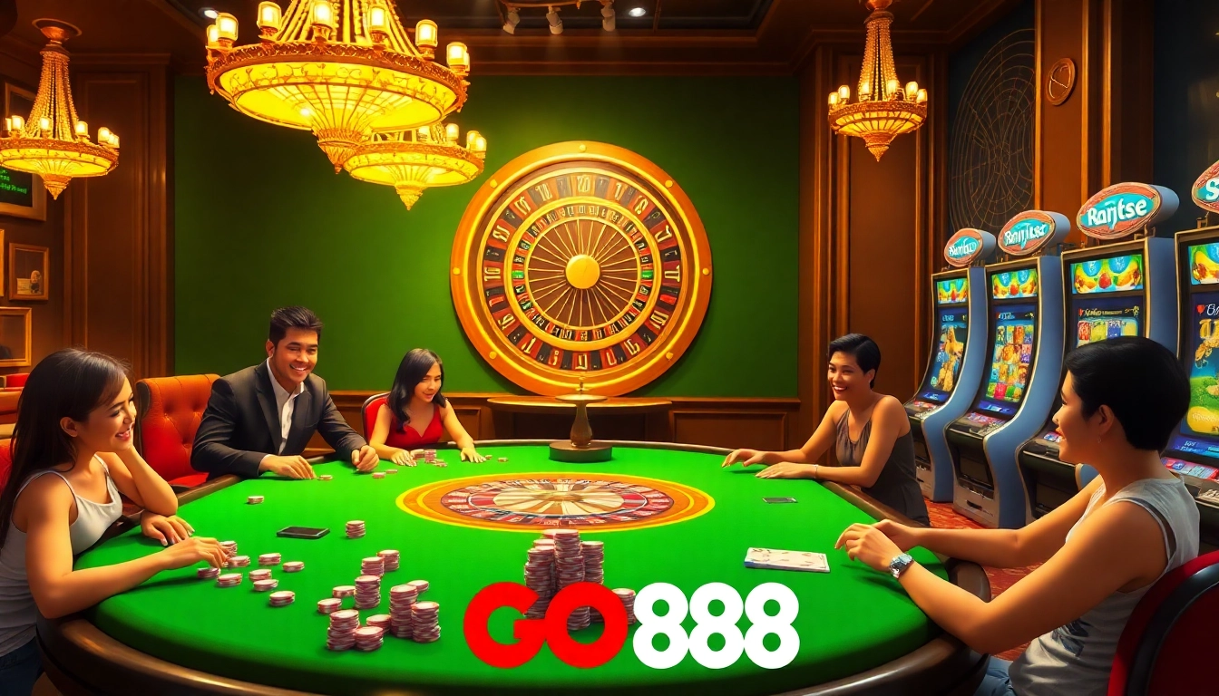 Experience the excitement of casino gaming with GO88’s luxurious poker tables and vibrant atmosphere.