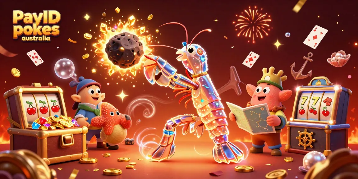 Play exciting PayID pokies Australia with colorful gems and golden coins in a vibrant 3D scene.