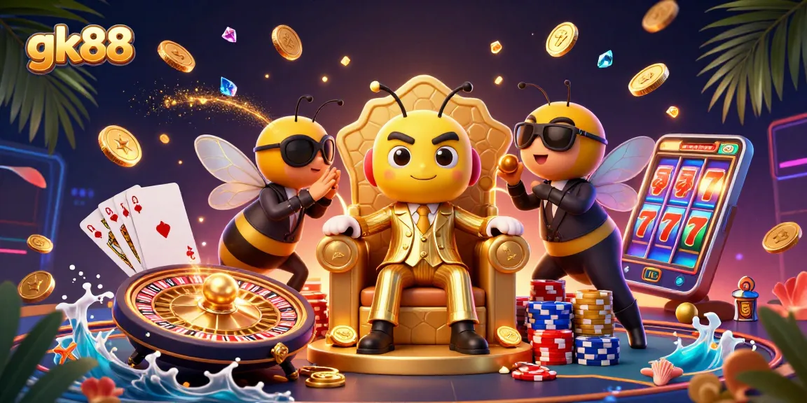 Spin the reels with gk88 as a bumblebee mob boss leads a treasure-filled casino kingdom.