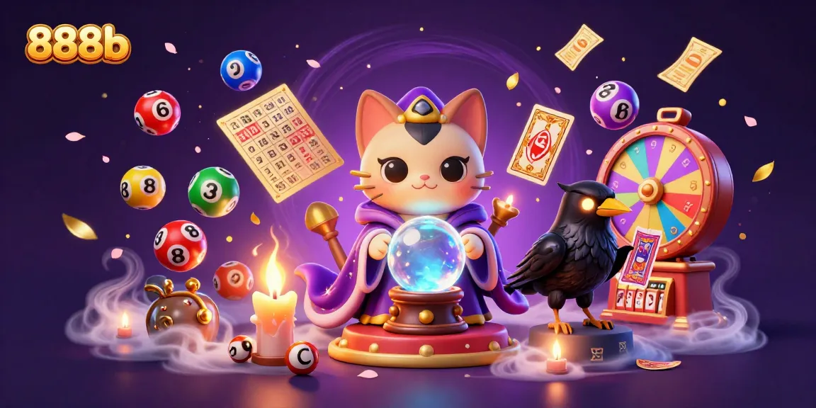 Engage in thrilling games at 888b with vibrant colors and dynamic lottery elements in a magical setting.