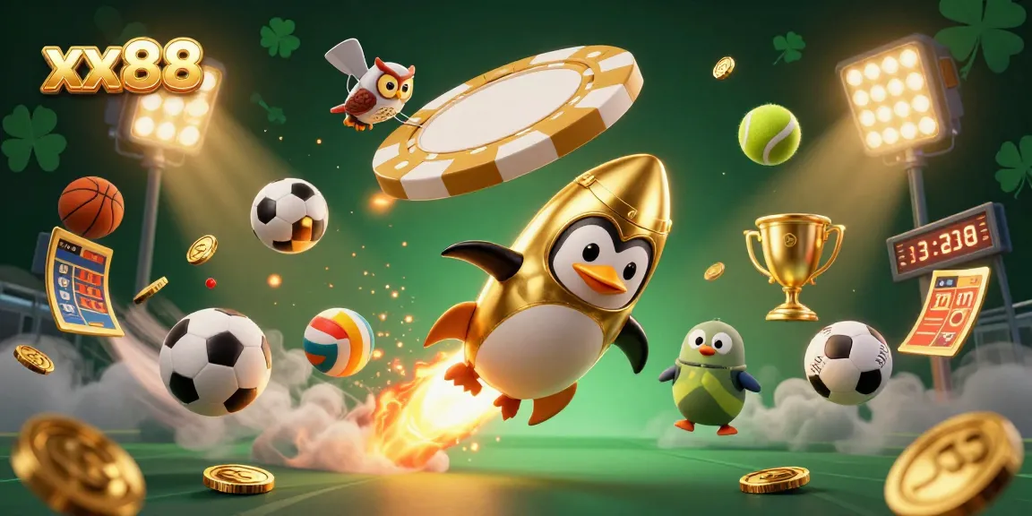 Experience thrilling betting action with xx88 in this vibrant casino-themed 3D illustration.