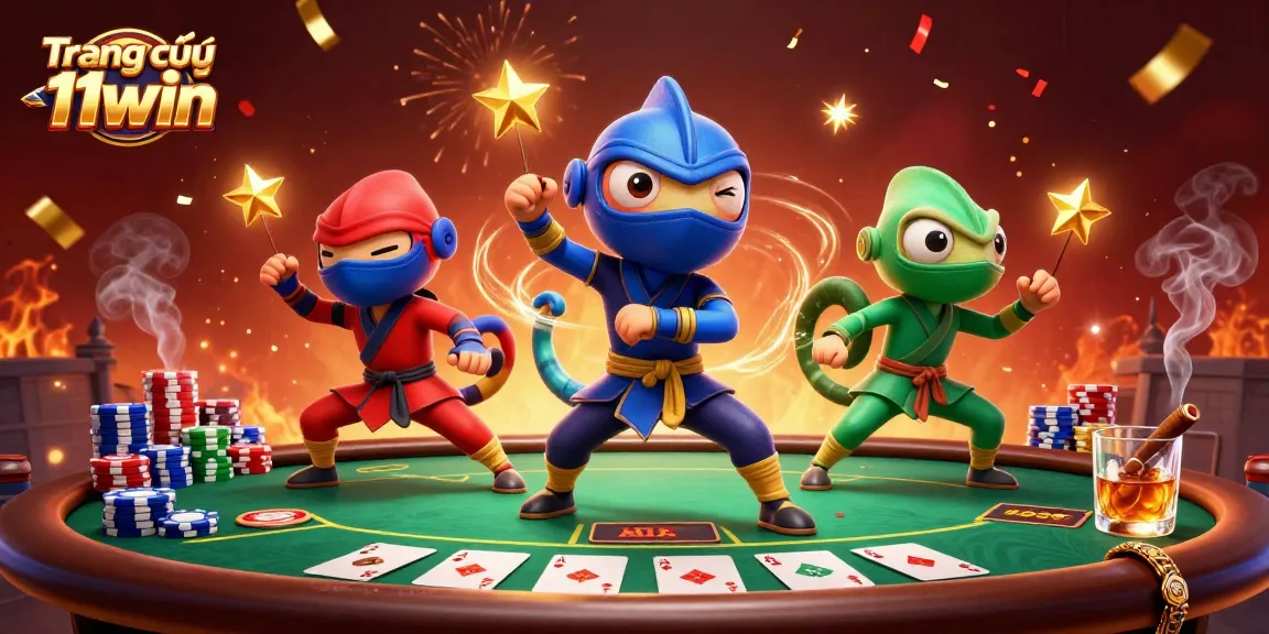 Engage in exciting casino action with Trang chủ 11win as chameleon ninjas showcase poker prowess